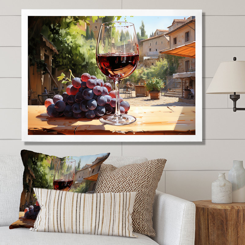 «Balayage de bourgogne», art mural vin, Cadre de coin blanc fermé, H 30 po x l 40 po x P 1,5 po