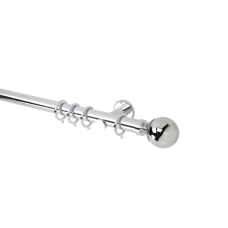Single Curtain Pole, 3.5 cm H x 120 cm W, Silver