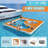 13×13FT Inflatable Sea Pool, Swimming Pool Platform with Safety Net, Modular Swim Air Dock with Electric Air Pump for Ocean Party, Dual Depth Design & Non-Slip Surface