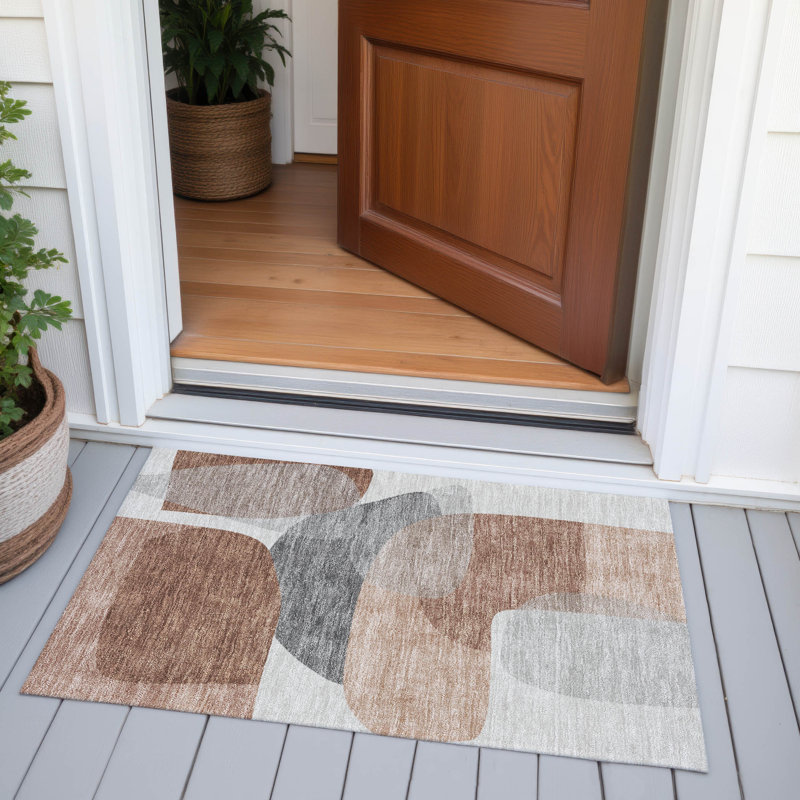 Tapis paprika Xhevrie intérieur / extérieur lavable à la machine, Rectangle 1 pi 8 po x 2 pi 6 po