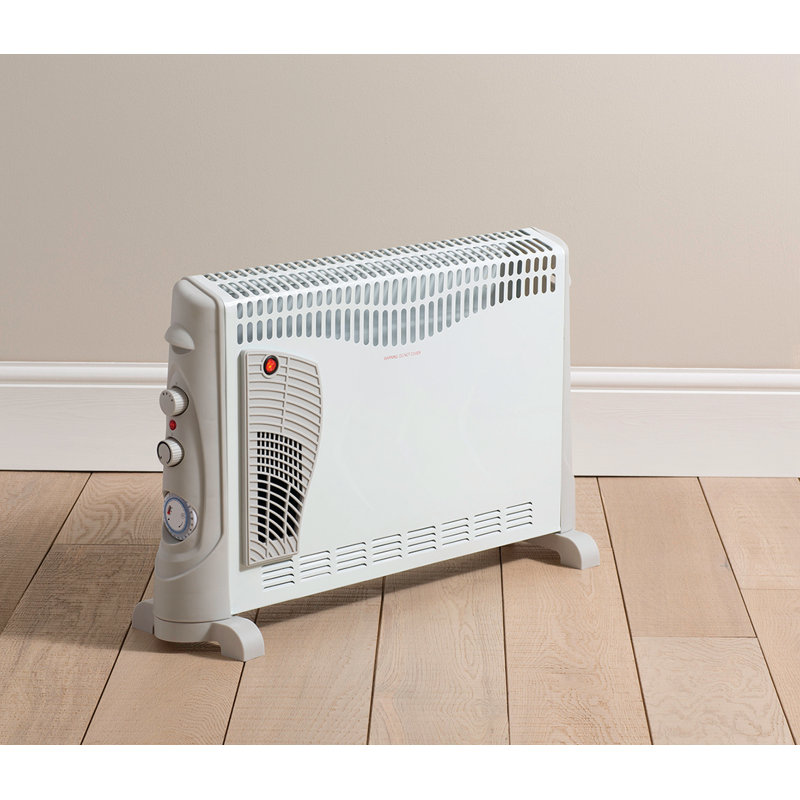 Daewoo 24hr Timer Portable Indoor Heating Electric Turbo Convector Heater 3 Step, 24H Timer White, 24 Hour Timer
