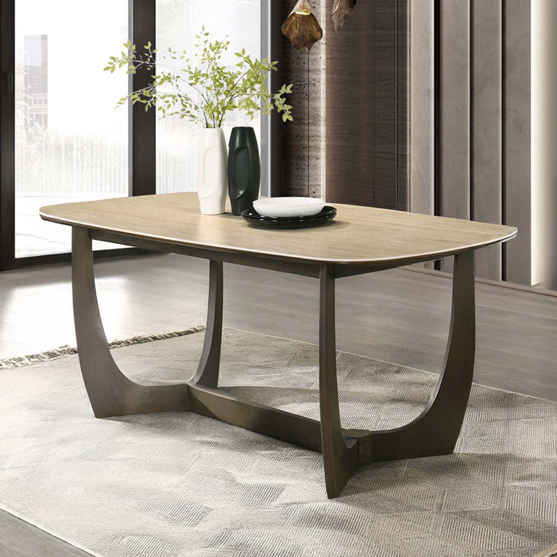 Rectangular Dining Table , Ceramic & Walnut, 30" H x 71" W x 35" D, Natural / Walnut