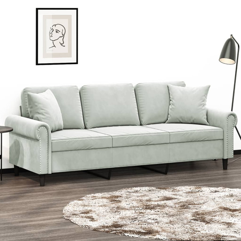 Canapé Nekeia, H 31,5 po x l 83,5 po x P 30,3 po, Gris clair
