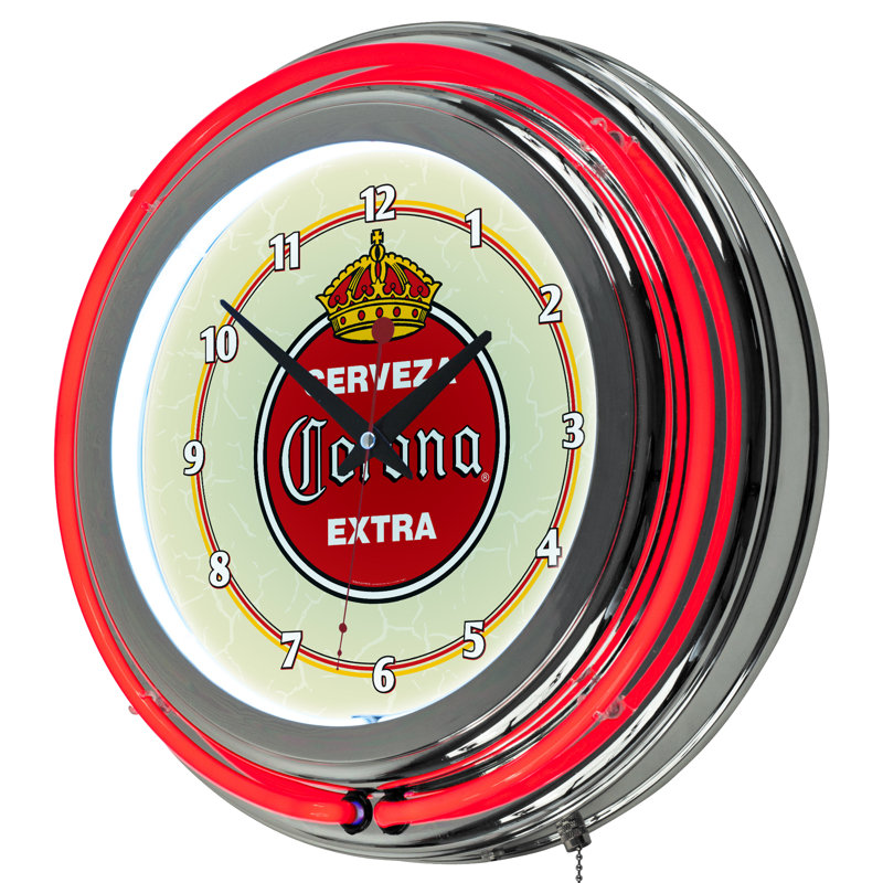 Horloge murale 14,5 po néon corona