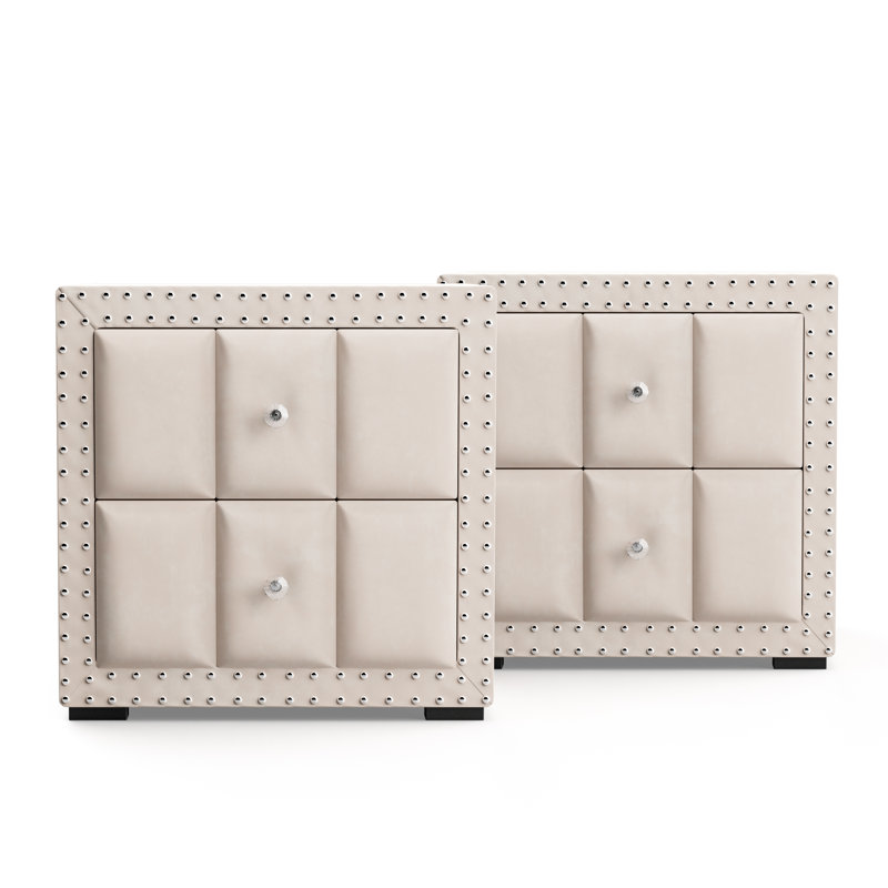 Gianni 2-Drawer Nightstands (Set Of 2), Beige