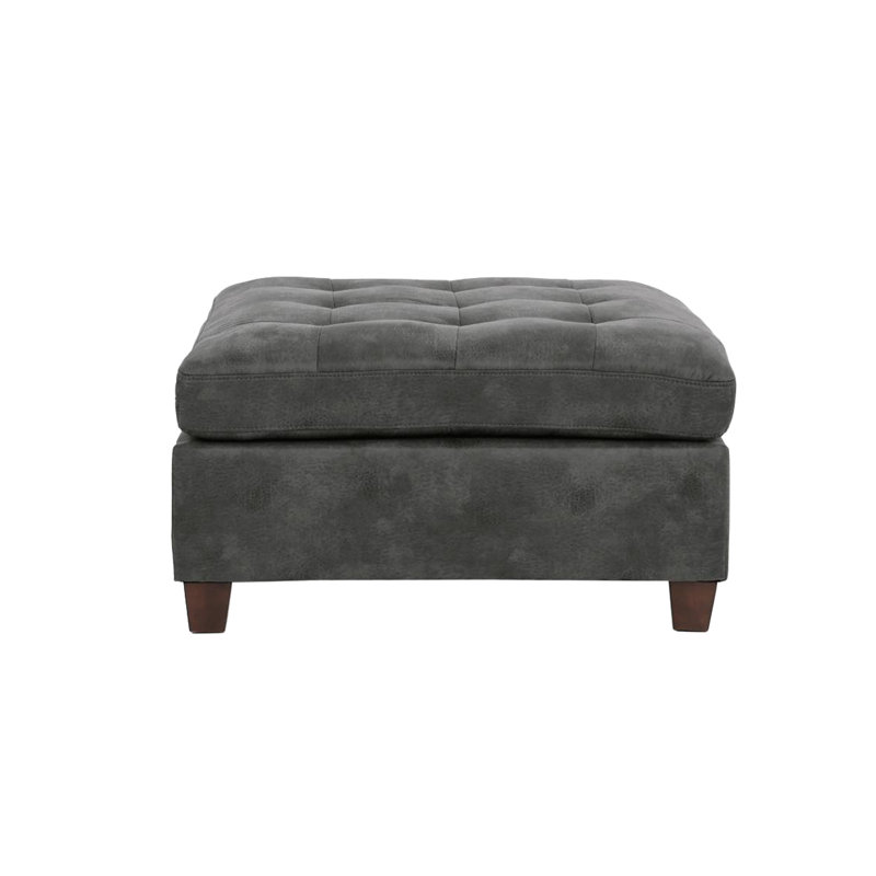 Surface moderne en gris antique, tissu respirant semblable au cuir, pieds en bois de style contemporain, solide pour la pièce