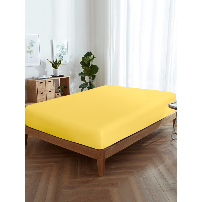 Microfiber Fitted Sheet, Yellow, Queen