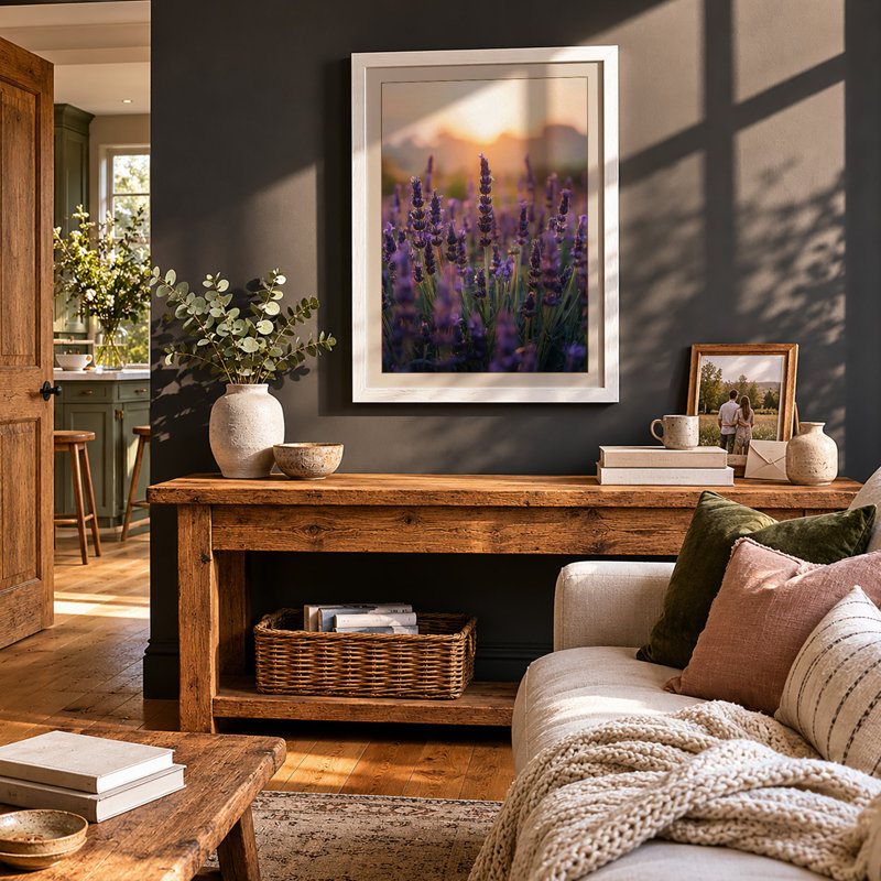 Lavender at Dawn Botanical - Framed Print, A1 - 84.1 x 59.4 cm, White