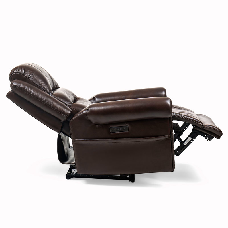 Leather With Nailhead Double Power Recliner