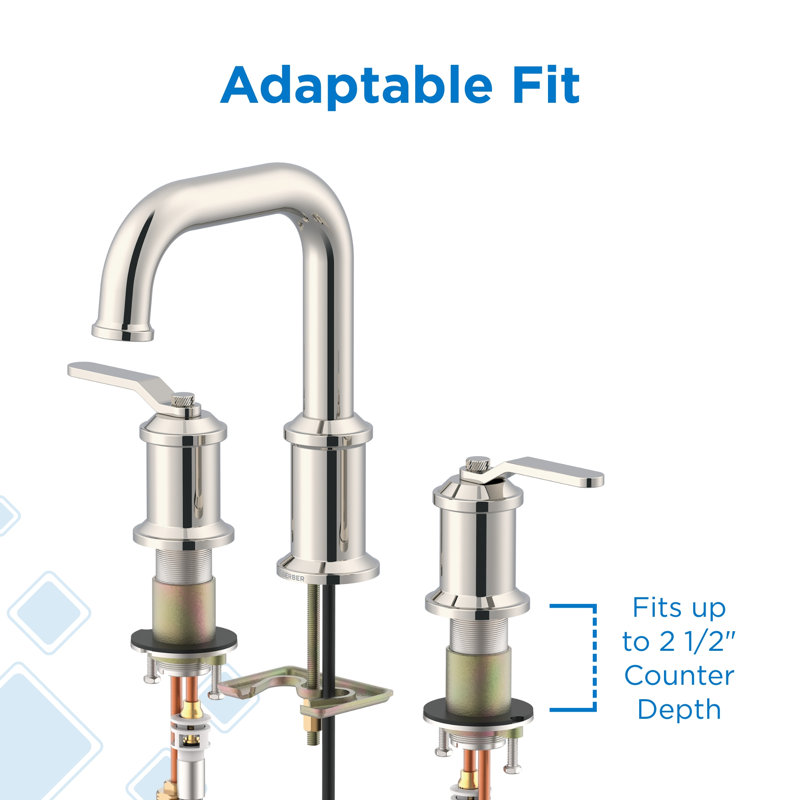 Robinet de salle de bain à poignée large 8 po avec drain en métal Kinzie, Polished Nickel