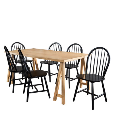 Pilla 6 - Person Trestle Dining Set