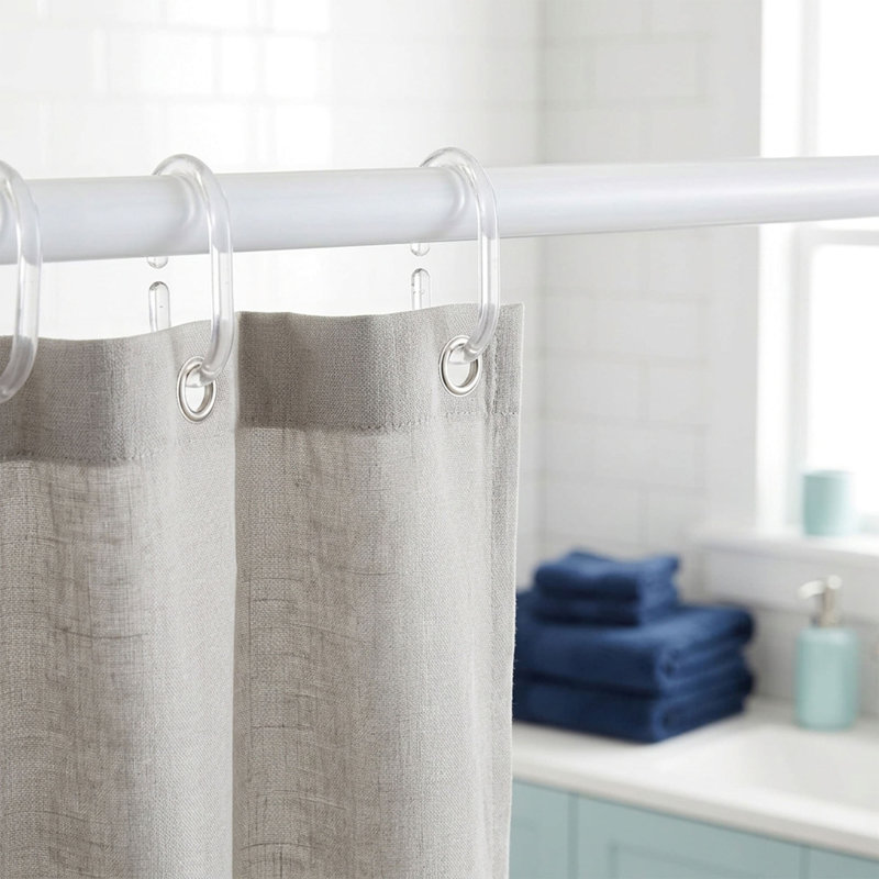 Solid Plastic Shower Curtain Hooks Rings, Transparent