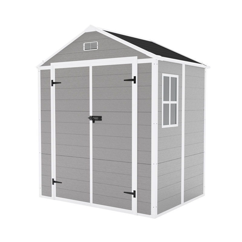 Chambre de rangement en résine Campcraft de 6 pi x 5 pi - construction de qualité, imperméable, protégée contre la rouille et la rouille, espace de rangement abondant, structure de fenêtre transparente, écran protégé, espace intérieur spacieux, disque dur