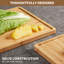 Ensemble de 3 planches à découper en bois de bambou avec porte-planches à découper avec poignée intérieure et rainure pour jus de fruits