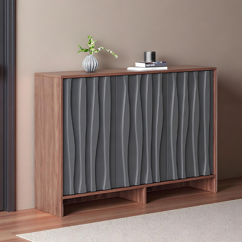 Luxury Style Fashion Storage Shoe Cabinet, 39.37" H x 55.12" W x 13.78" D, Walnut/Gray