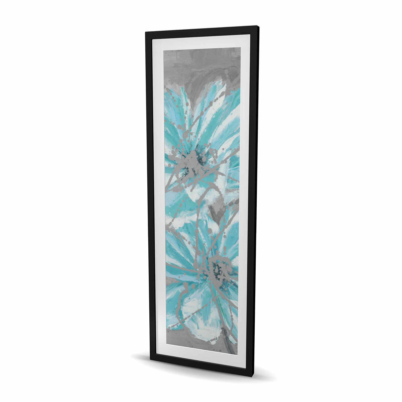 Deux petites fleurs bleues abstraites - imprimé botanique turquoise