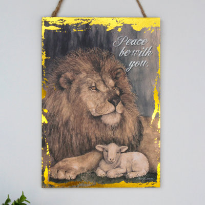 Peace Be with You Wooden Sign with Rope Hanger