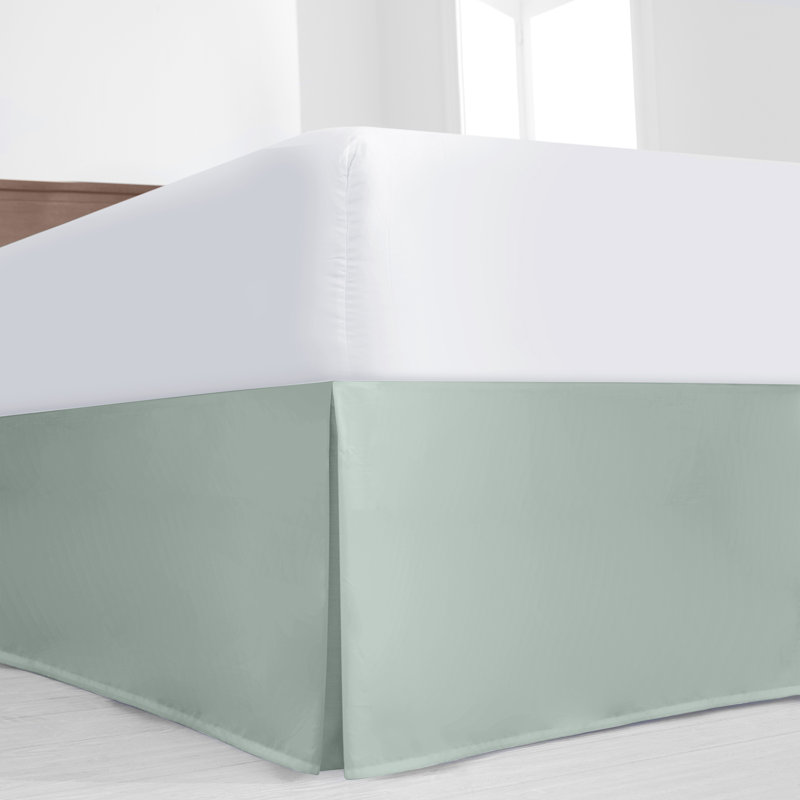 Cotton Blend Percale Bedskirt, King, Blue Haze Pleated