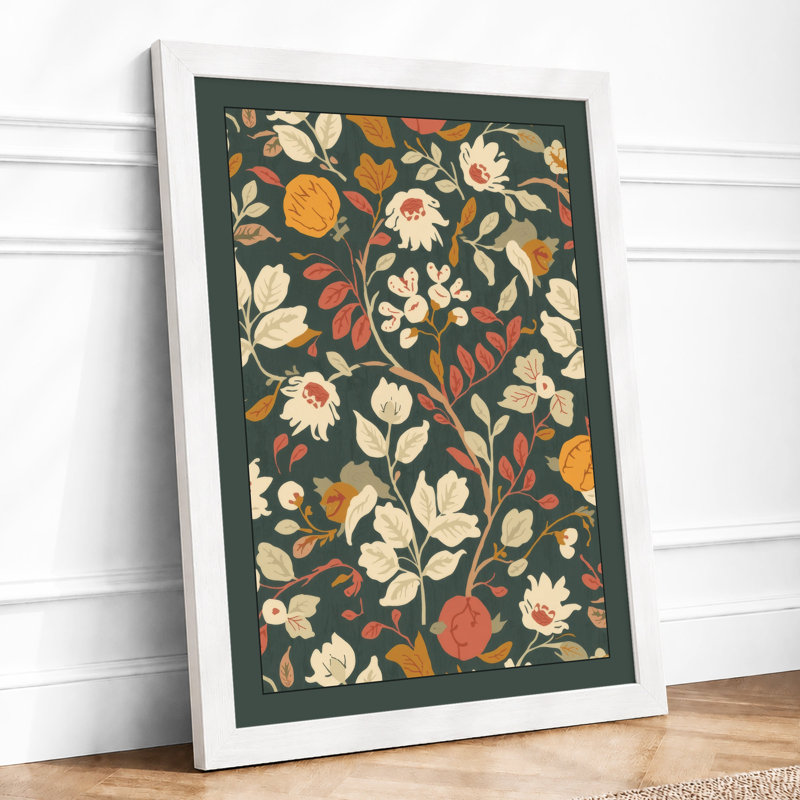 Scattered Blooms Botanical - Framed Print, A1 - 84.1 x 59.4 cm, White