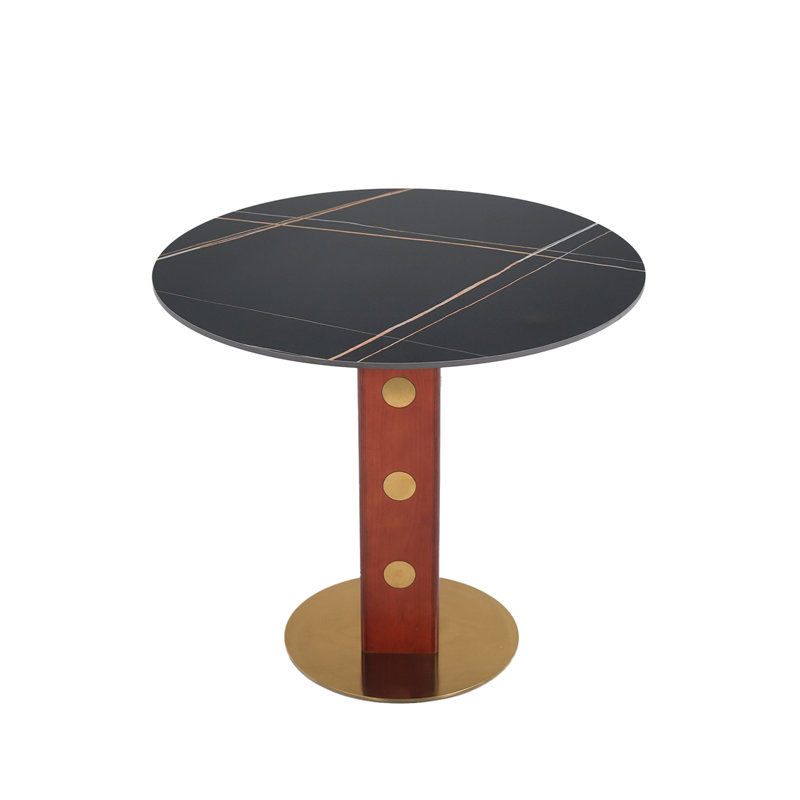 33.5" Round Pedestal Dining Table, Black