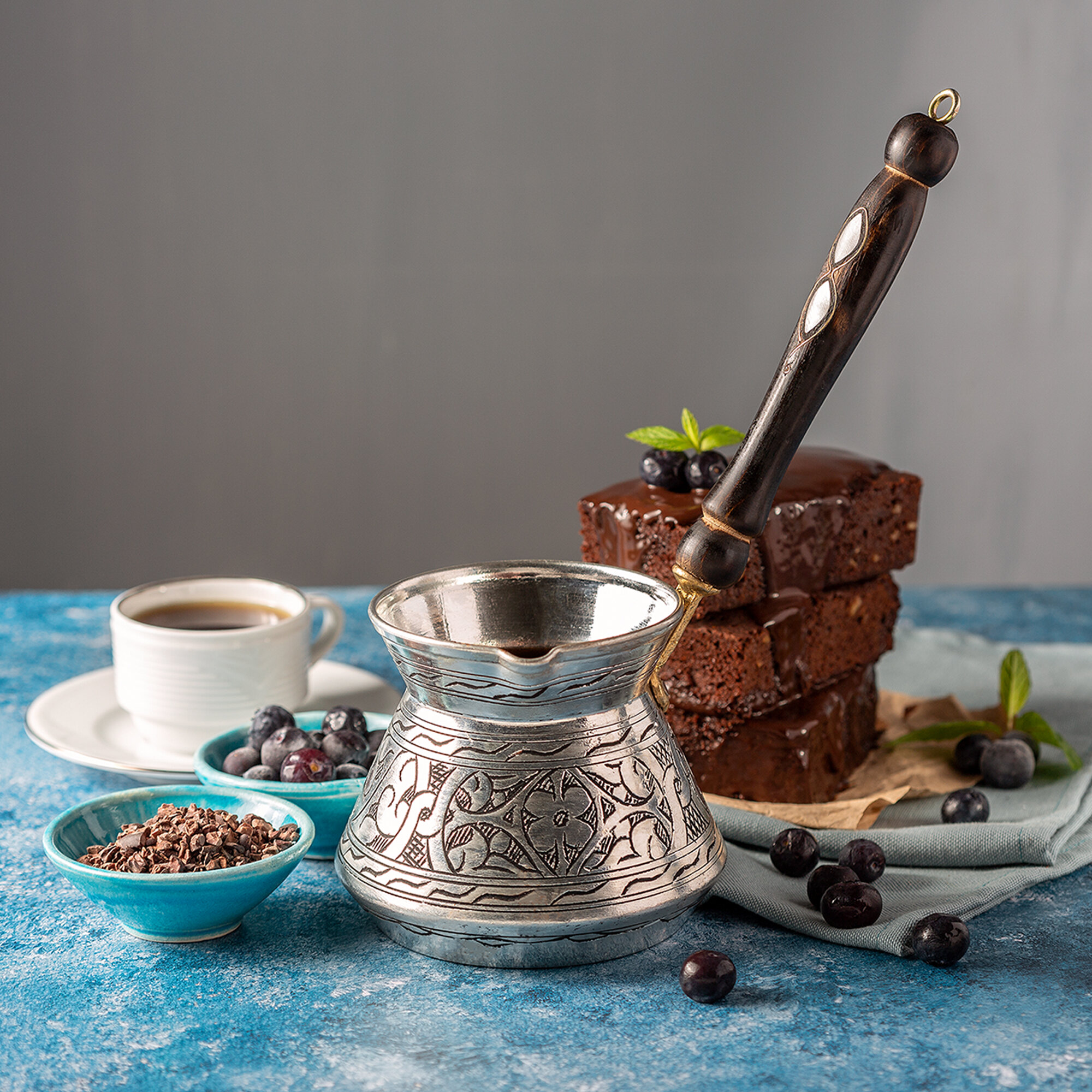 Set of 4 Armenian Handmade Copper Coffee Maker Arabic Coffee Pot