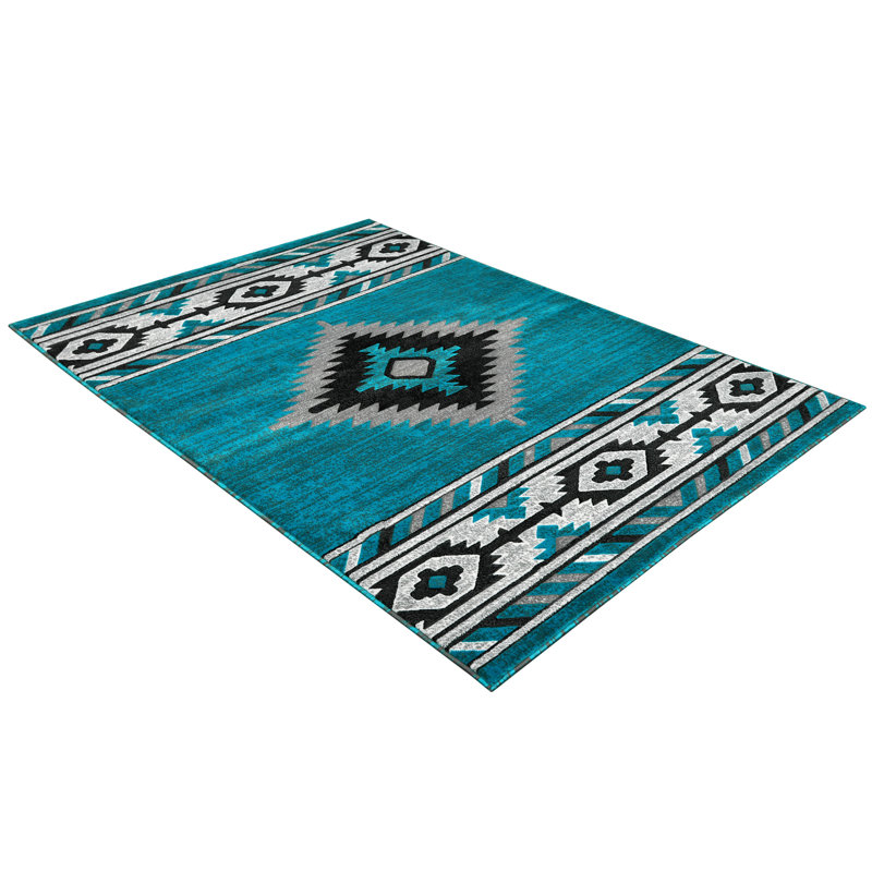 Turquoise And Multi Rugs For Cabin Tribal Medallion Carpet For Livingroom, Rectangle 7'10" x 10'