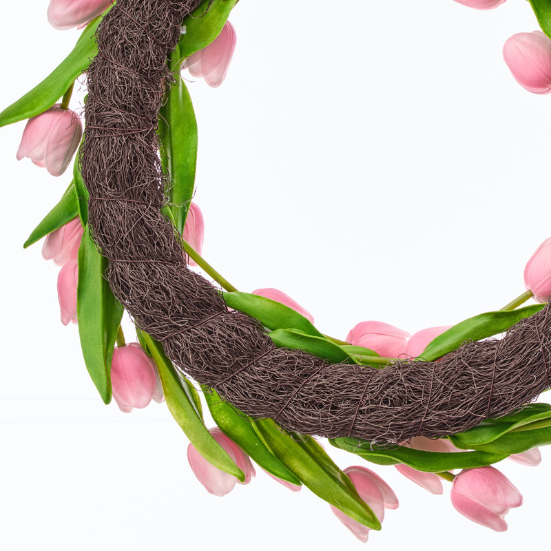 Couronne de tulipe 21 "Pu Spring, Couronne de tulipes rose