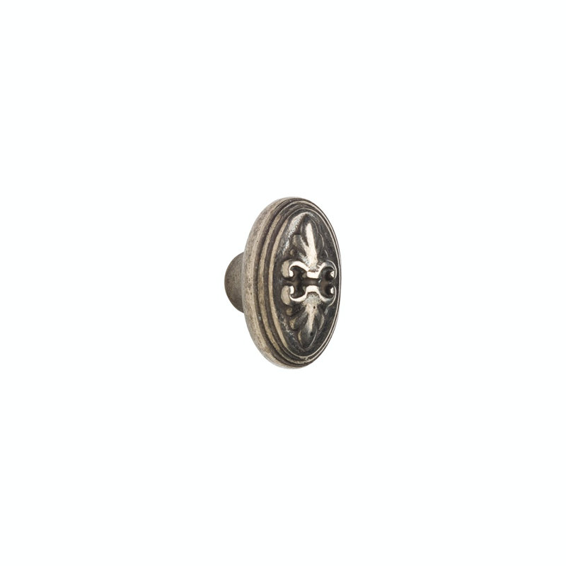 Fleur De Lis Bronze Oval Knob, White Bronze Medium