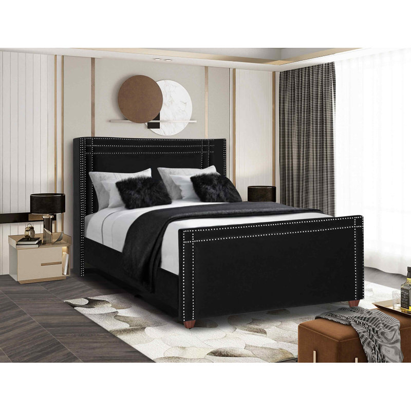 Upholstered Bed, Double (4'6), Black