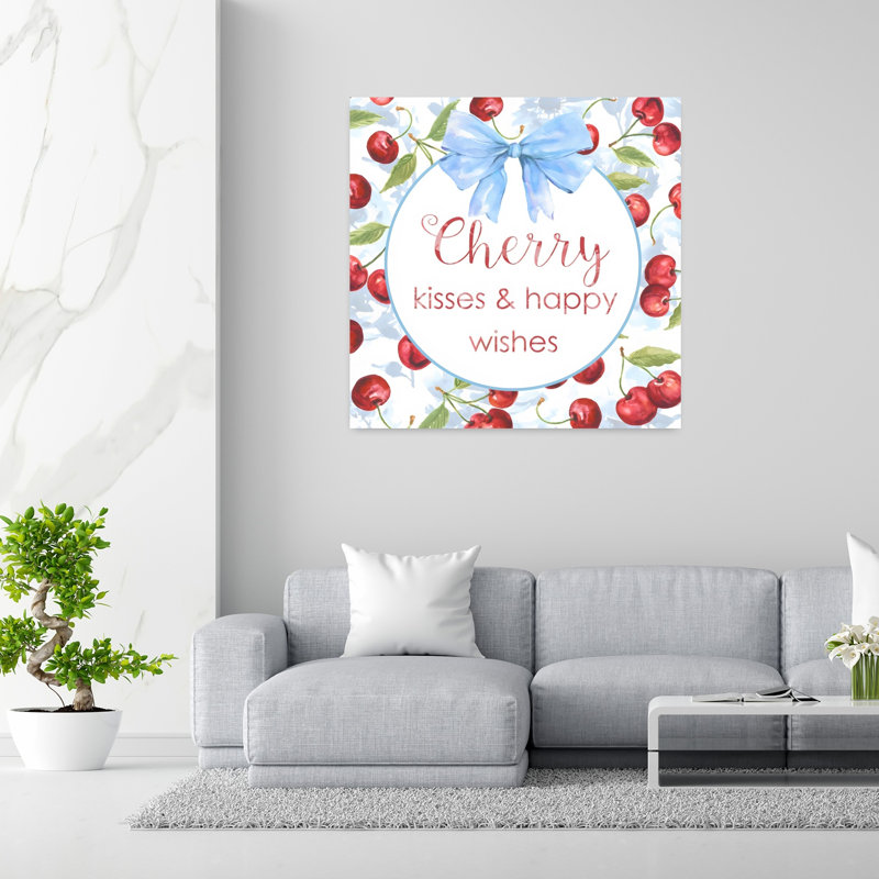 «Cherry Kisses Elegant Peaceful Serene Butterfly Rose», art mural, H 48 po x l 48 po