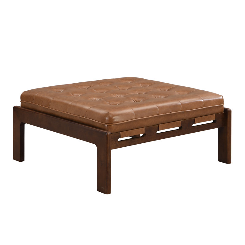 Jamir 34'' Tufted Upholstered Cocktail Ottoman, Brown, Walnut