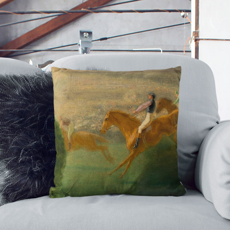 The Horse Race Square Throw Cushion, 40cm H x 40cm W x 15cm D