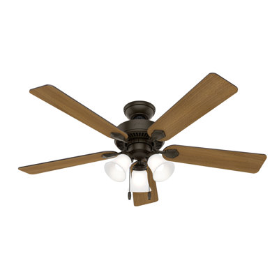 44" Swanson 5 - Blade Indoor Traditional Ceiling Fan with  Lights and Pull Chains