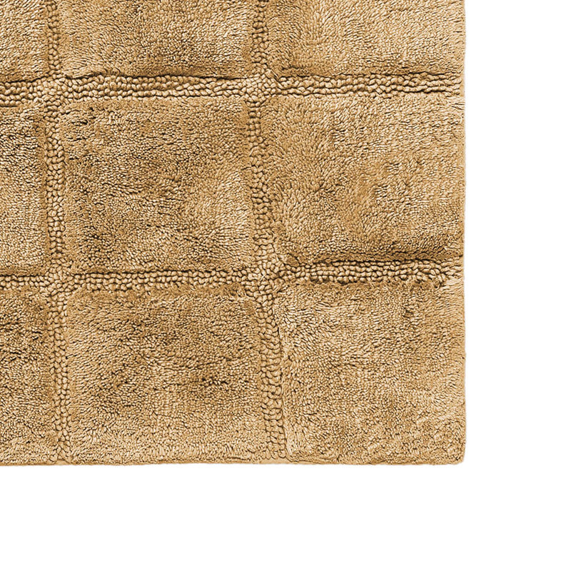 Sandcliff Checkered Cotton Non-Skid Machine Washable 2 Piece Bathroom Rug Set, Checkers Toast