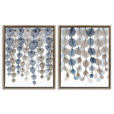 Ensemble de 2 toiles flottantes encadrées "Falling Vines Neutral Leaves" par Albert Koetsier