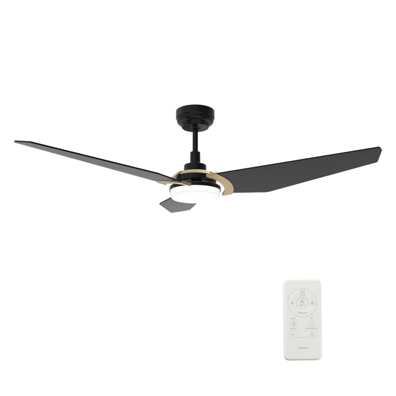 Ventilateur de plafond intelligent d'intérieur / extérieur de 52 pouces Kaj, ensemble d'éclairage à DEL à intensité variable et télécommande, fonctionne avec l'assistant Google, Amazon Alexa et les raccourcis Siri.