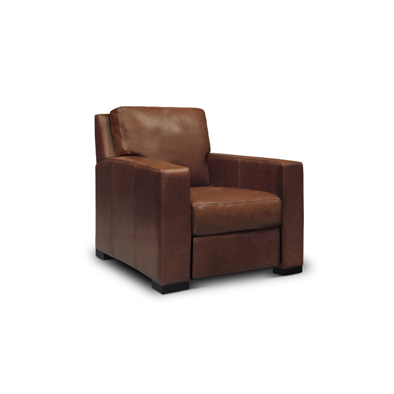 Fauteuil inclinable manuel en cuir véritable Akar, Brown