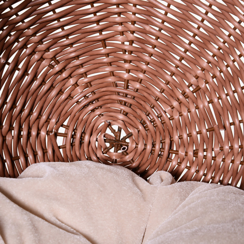 Lit surélevé pour chat avec panier rotatif et coussin épais, pelouse en tapis naturel