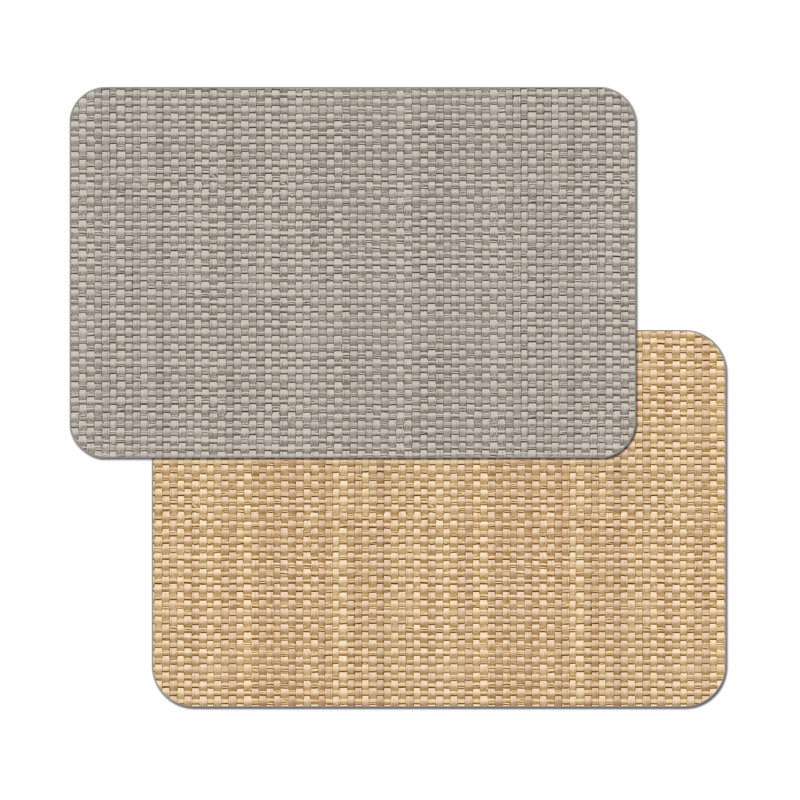 Taupe and Beige Basket Weave Plastic Rectangle Placemats, Set of 4