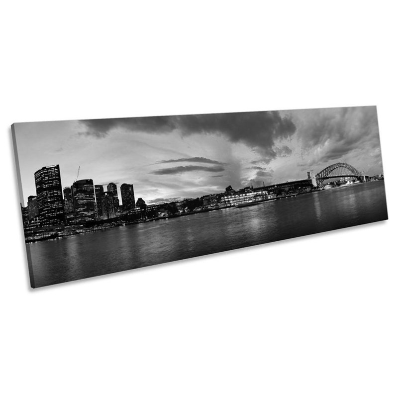 Sydney Harbour Australia Night - Wrapped Canvas Panoramic Print, 30.48cm H x 91.44cm W x 2cm D