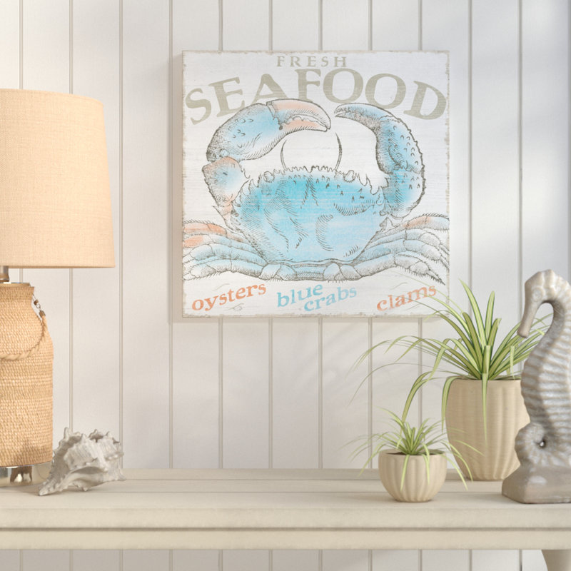 « seaside life ii », affiche rétro sur toile tendue, H 12 po x l 12 po x P 1,5 po