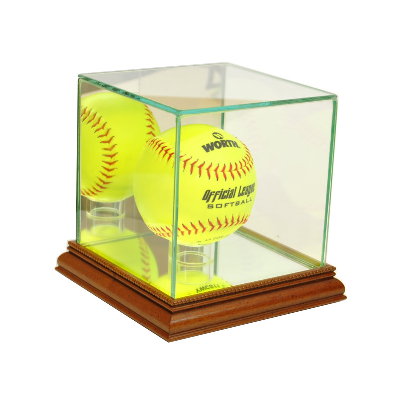 Perfect Cases And Frames 6'' W 6'' D Tennis Glass Ball / Puck Case, Walnut