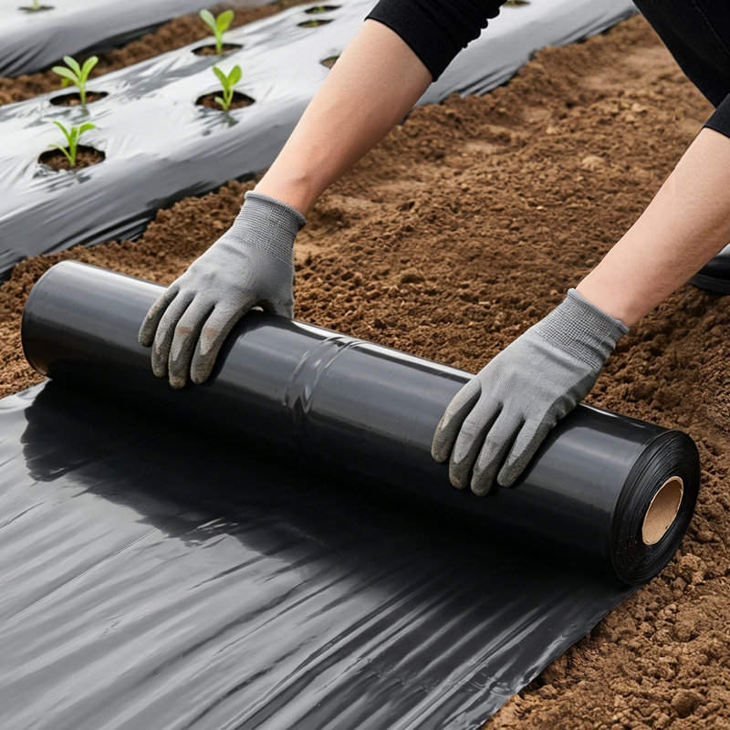 Rouleau de polyéthylène noir robuste de 4 pi 10 po x 100 pi, rouleau épais en plastique pour le jardin, toile protectrice pour toile tombante, revêtement en polyéthylène pour barrière anti-vapeur, contrôle des mauvaises herbes