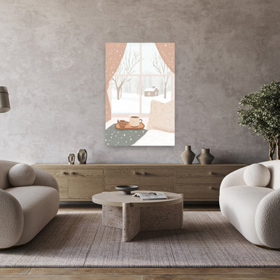 «Cozy Winter Window Peaceful Serene Abstract Landscape Winter», reproduction d'art mural