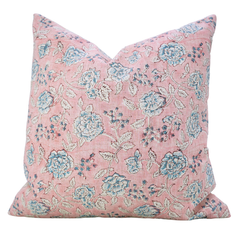 Housse de coussin Boho taille bloc 16 x 16, fabriquée à la main pour un canapé ou un canapé, rose Fabividine Rameshwaram 