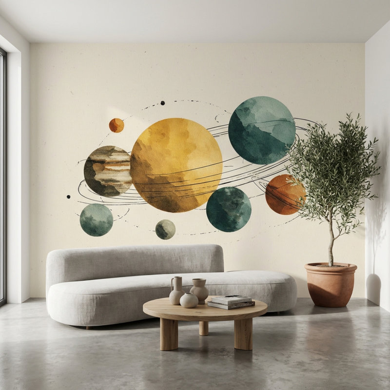 Système solaire mural double Planets, Non tissé, 160 po x 108 po