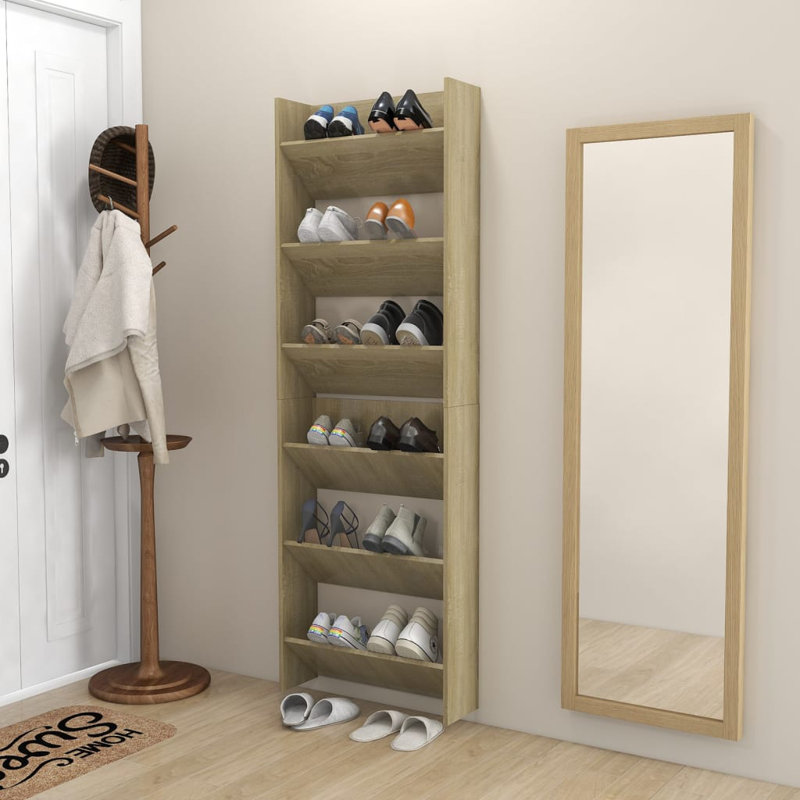 Wall Shoe Cabinets 2 pcs 60x18x90 cm Engineered Wood, Sonoma Oak