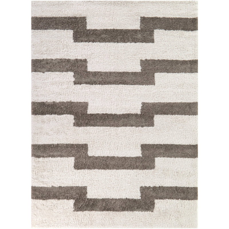 Giovanni Cream Modern Striped Area Rug, Rectangle 7'10" x 10'