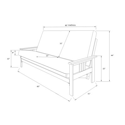 Futon avec matelas 86 po Stratford