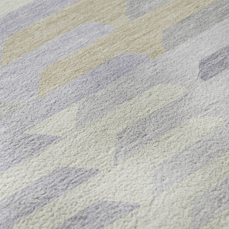 Premium Machine Washable Mayfield AMF2328 Geometric Rug, 8' Round, Lavender